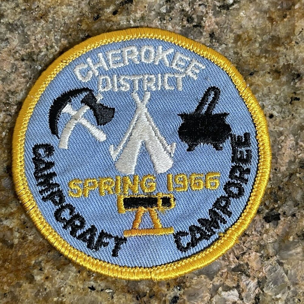 Boy Scout Patch 2.75" Cherokee District Spring 1966 Camporee Embroidered